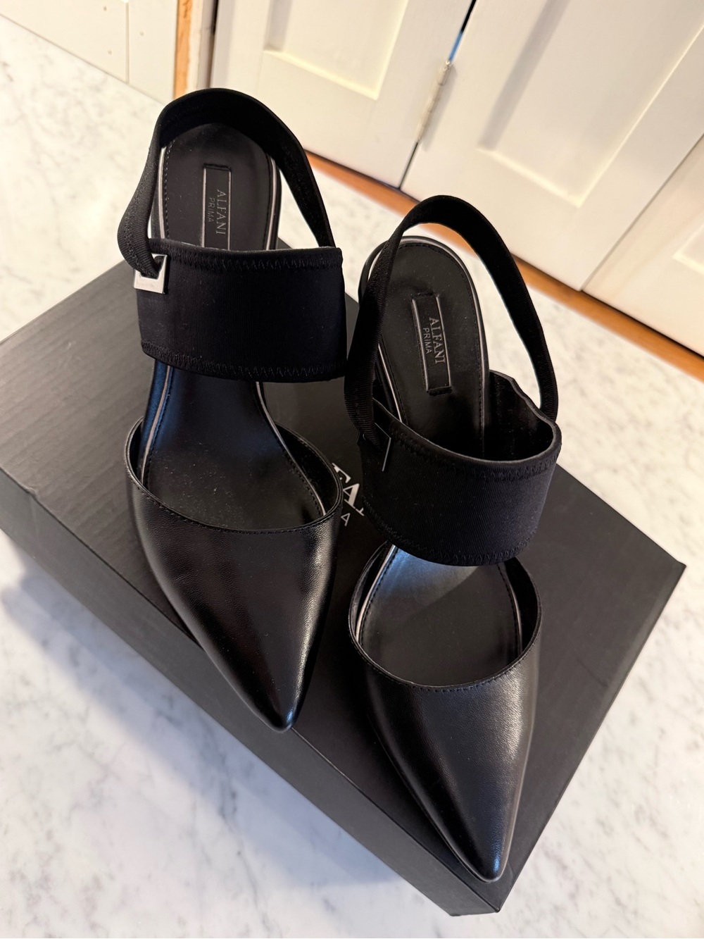 Alfani Black Pointed Toe Slingback Heels